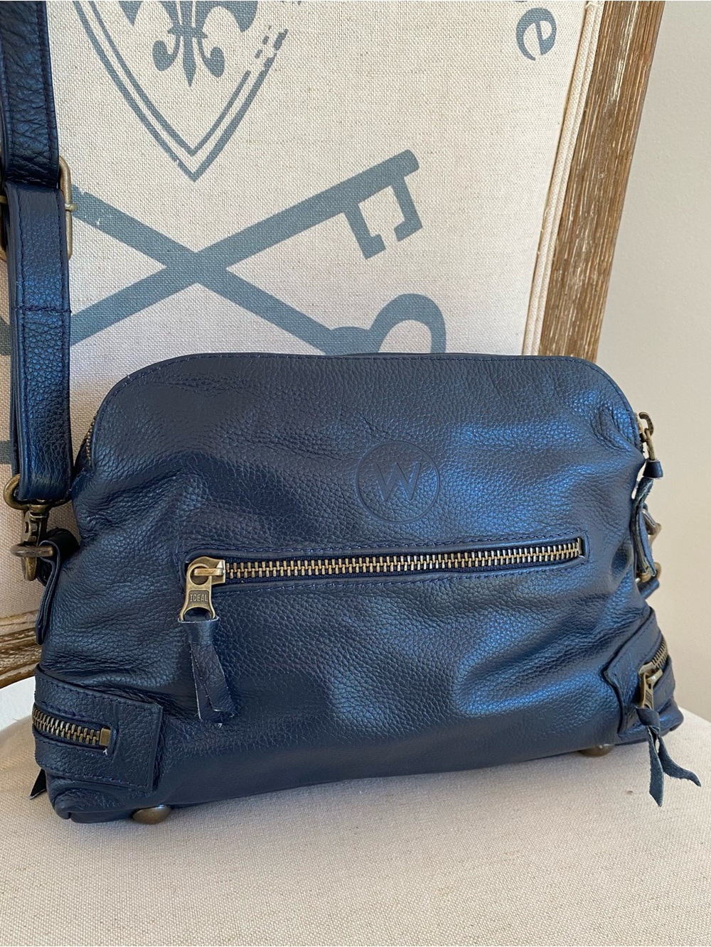 Wanderers Travel Co The Manhattan Crossbody in French Navy - Picture 6 of 10